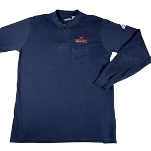 Bulwark FR Mens Navy Blue Long Sleeve Henley Shirt Large Flame Resistant